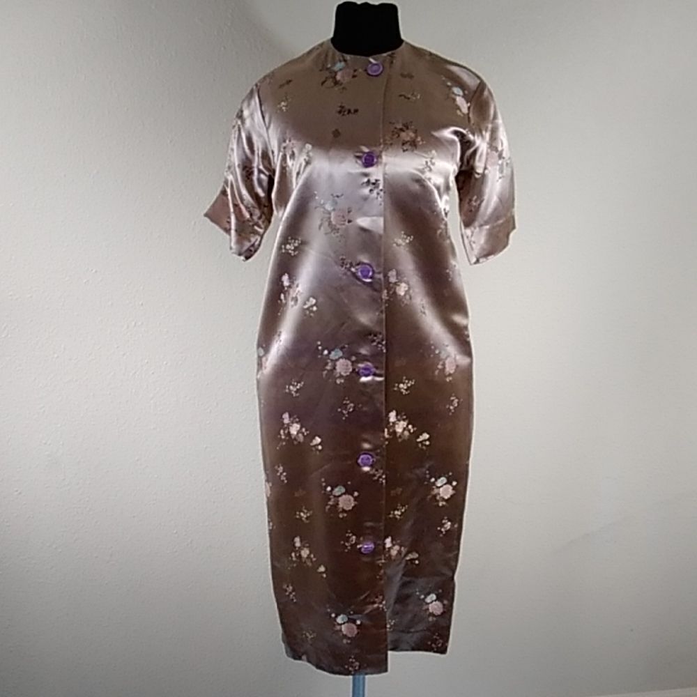 Vintage Handmade Asian Kimono & Women Dress Size M Approximately Bronze Color